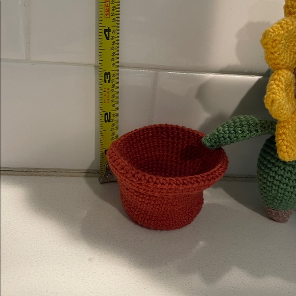 Flower Child Sunflower Bear Hand Crafted Figure and Pot Amigurumi Crochet Decor - Picture 12 of 12